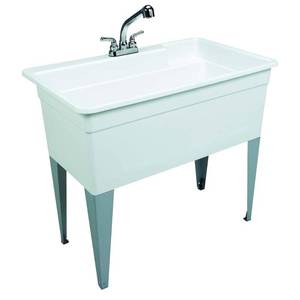 lot 30295 image: Bigtub Utilatub 36-Gallon Floor-Mount Combo Utility Tub, 34 X 40 X 24 In., White