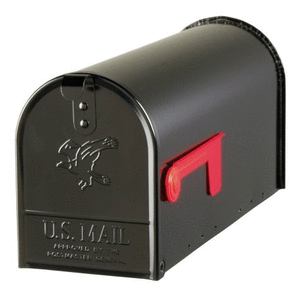 lot 35313 image: ( Rivet Broken on One Side  See Photos ) Gibraltar Elite Medium, Galvanized Steel, Black Post Mount Mailbox