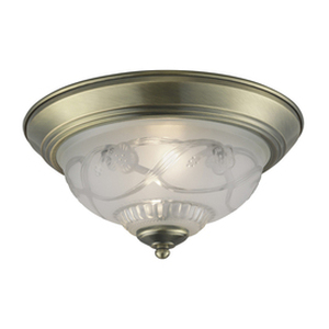 lot 35346 image: Cracked Project Source 11.4-in W Antique Brass Ceiling Flush Mount
