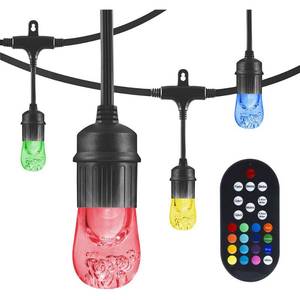 lot 41216 image: 24 LED Cafe String Lights - 12 Acrylic Color - Changing Bulbs - Enbrighten