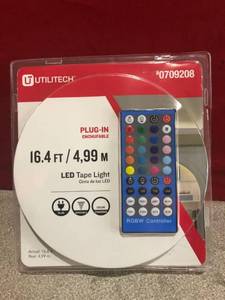 lot 41227 image: Utilitech Led Tape Light Plug N Lb Plastic Integrated 0709208 16.4ft W Remote