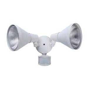 lot 41257 image: Utilitech 180-Degree 2-Head White Halogen Motion-Activated Flood Light with Timer