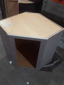 lot 48001 image: Grey Corner Cabinet, Missing Door