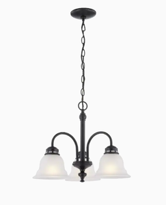 lot 35315 image: Project Source Fallsbrook 3-light Oil-rubbed Bronze Glass Shaded Chandelier