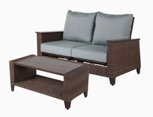 lot 4901 image: Allen & Roth Wylie Cove Love Seat and Coffee Table Bronze Finish