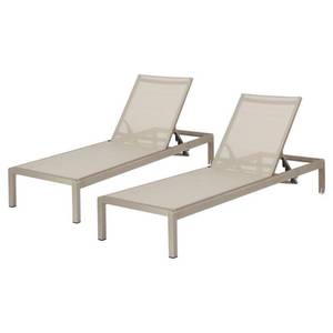 lot 20230 image: Cape Coral Outdoor Aluminum Adjustable Chaise Lounge (Set of 2) by Christopher Knight Home - Retail$466.99