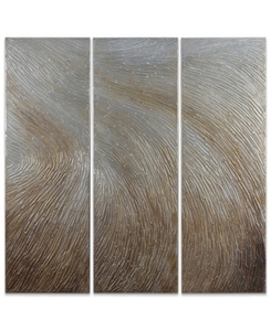 lot 20239 image: Gold Waves Textured Metallic Hand Painted Wall Art- Retail$273.99