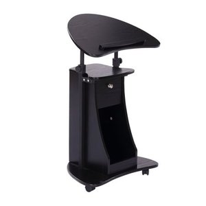 lot 20252 image: HomCom 32 - 46 Height Adjustable Vertical Rolling Standing Desk Mobile Podium - Black- Retail$98.99