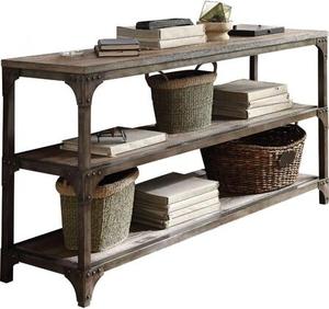 lot 20262 image: Acme Furniture Gorden Weathered Oak and Antique Silver Console Table- Retail$335.99