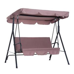 lot 20266 image: Outsunny 3-Person Steel Fabric Outdoor Porch Swing Canopy with Stand - Brown- Retail$99.99