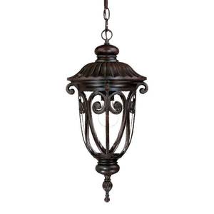 lot 20315 image: Acclaim Lighting Naples Collection Hanging Lantern 1-Light Outdoor Marbleized Mahogany Light Fixture- Retail$164.00