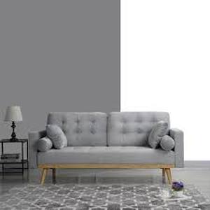 lot 20229 image: Mid Century Tufted Velvet Sofa with Accent and Bolster Pillows- Retail$382.99 dark grey
