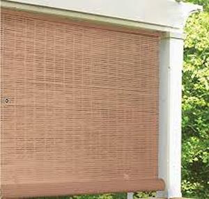 lot 20231 image: Radiance 72-inch Length Woodgrain Outdoor PVC Shade light tan
