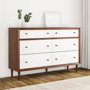 lot 20258 image: Carson Carrington Trollhattan White and Walnut Wood 6-drawer Dresser - Retail$305.00 2 boxes