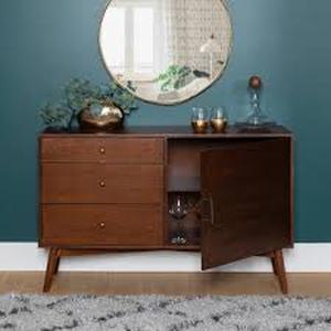 lot 20274 image: Carson Carrington Saltor Walnut Finish 52-inch Mid-century Buffet- Retail$378.49 walnut