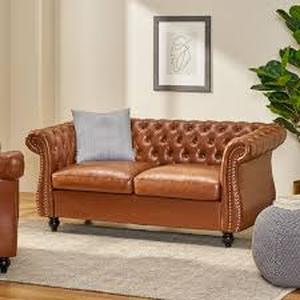 lot 20279 image: silverdale traditional chesterfield loveseat cognac color