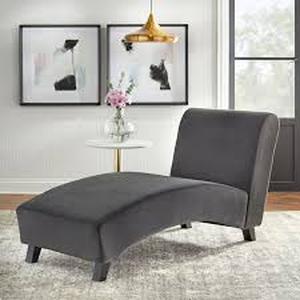 lot 20282 image: Simple Living Genevieve Chaise Lounge- Retail$315.99 dark grey velvet