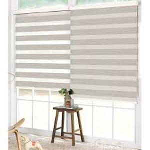 lot 20290 image: Studio 707- Wood Look Zebra Roller Blind beige
