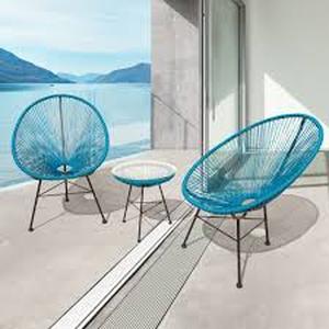 lot 20300 image: Corvus Sarcelles Modern Wicker Patio Rocking Chairs(Set of 2)- Retail$291.49 peacock blue