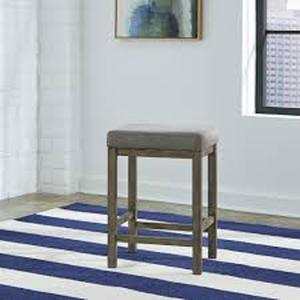 lot 20302 image: Hayden Way Grey Wash Upholstered Console Stool only Retail$115.99