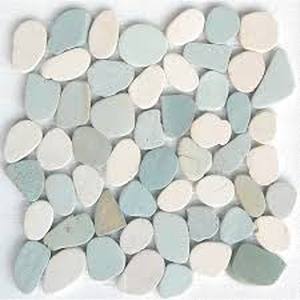lot 20312 image: SA CP005 12 x 12 Interlock Pebble Tile Green & White Natural- Retail$97.49 11 pc
