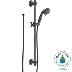 lot 369 image: Delta Faucet Universal Showering Components, Slide Bar Hand Shower, Venetian Bronze