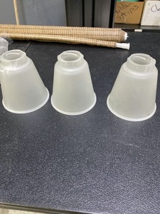 lot 450 image: Bell Shaped Marbleized Glass 2 14in Shades - Set of 3