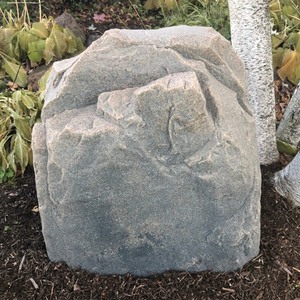 lot 478 image: Dekorra 24in x 20in x 24in Med Gray Fake Rock Cover for Concealing and Protecting Well Casings, Backflows and Utility Devices