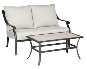 lot 375 image: Elliot Creek Loveseat and Coffee Table Gray Powder Coated Finish