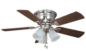 lot 427 image: Harbor Breeze Centreville Brushed Nickel Led Indoor Flush Mount Ceiling Fan
