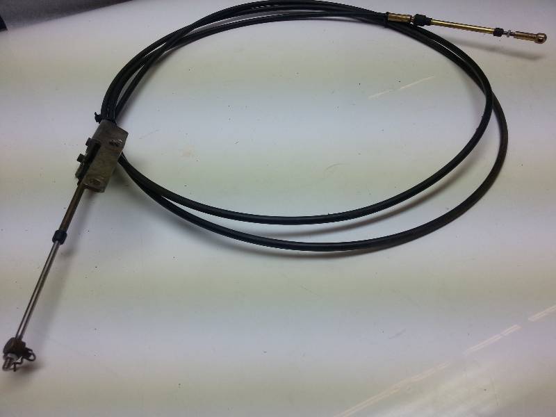 lot 1237 image: 10 foot overall length transmission shifter cable or rear engine dragster throttle cable with bracket