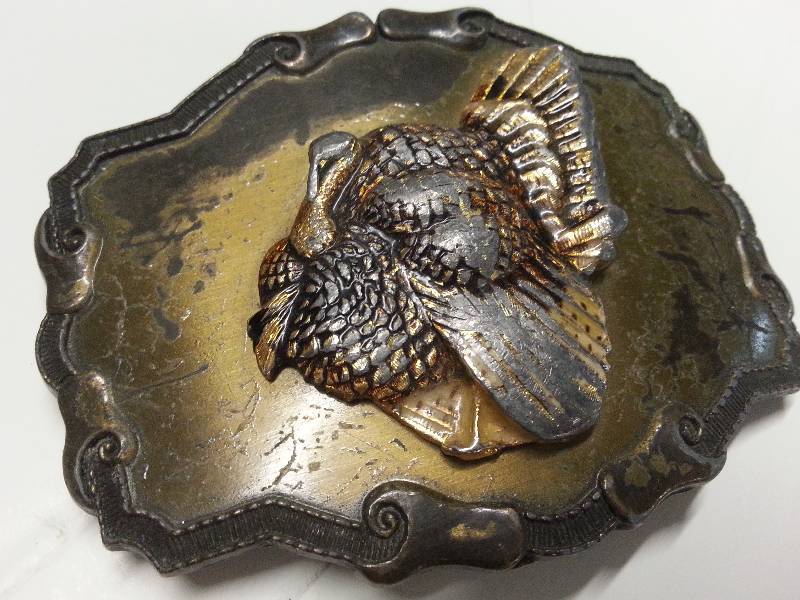 lot 1257 image: Cool looking new Rustic looking Big Turkey cowboys belt buckle