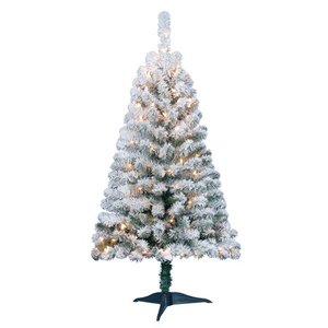 lot 69028 image: Holiday Time Pre-Lit 4 Greenfield Flocked Pine Green Artificial Christmas Tree, Clear-Lights