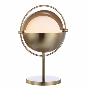 lot 90008 image: Casi 17.5 IronGlass Art Deco Mid-Century Globe LED Table Lamp, Brass-Gold by JONATHAN Y