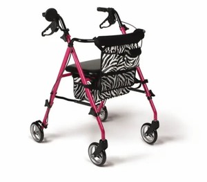 lot 90011 image: Medline Posh Pink Zebra Rollator