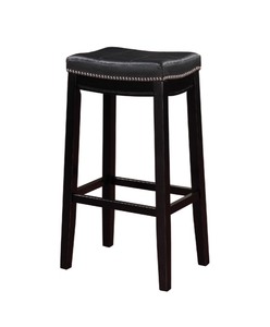 lot 95013 image: Padded Saddle Seat Barstool Hardwood Black - Linon
