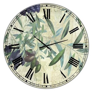 lot 95021 image: Designart Olives de Nyons Cottage Wall Clock - 38 in. wide x 38 in. high