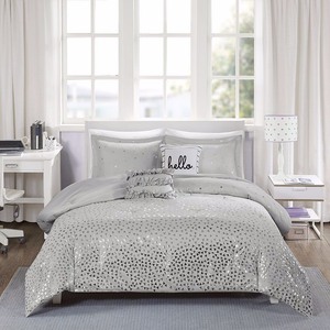 lot 95025 image: Gray & Silver Nova Metallic Comforter Set (FullQueen) 5pc