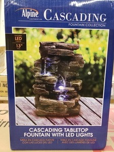 lot 95061 image: Alpine Corporation 11 Indoor & Outdoor Tabletop Rock Fountain with LED Light