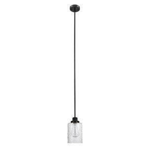 lot 95073 image: Globe Electric Annecy 1-Light Dark Bronze Pendant with Seeded Glass Shade, 60391