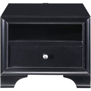 lot 95085 image: Edmond 1 Drawer Nightstand with USB Black - ClickDecor