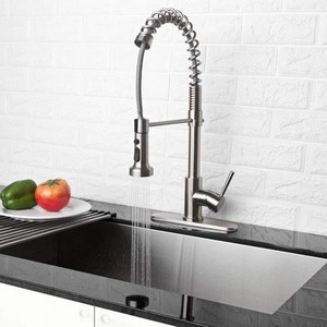 lot 95088 image: Brushed Nickel Pull Out Sprayer Single Handle Kitchen Faucet