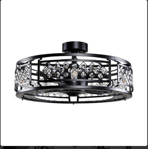 lot 95096 image: Parryville Industrial Crystal Chandelier Ceiling Fan with Light
