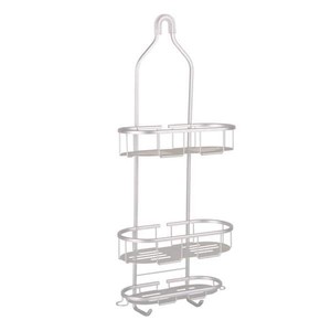 lot 95102 image: Flat Shelf Aluminum Over the Showerhead Rustproof Shower Caddy