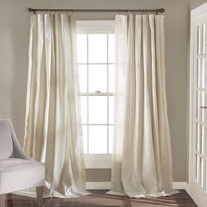 lot 95205 image: 108x54 Rosalie Rod Pocket Light Filtering Window Curtain Panel Ivory - Lush D�cor