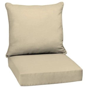 lot 95208 image: Arden Selections Tan Outdoor Deep Seat Cushion Set - 46.5 in L x 24 in W x 5.75 in H