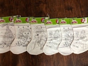 lot 95221 image: 6 Pack - Create Basics Diy Printed Holiday Stocking Art Make Your Own Santa