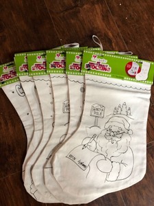 lot 95222 image: 6 Pack - Create Basics Diy Printed Holiday Stocking Art Make Your Own Santa