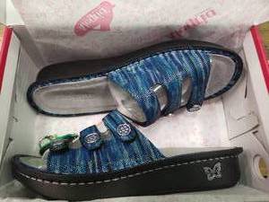 lot 1845 image: Alegra Fiona Printed Triple Strap Sandals with Keychain