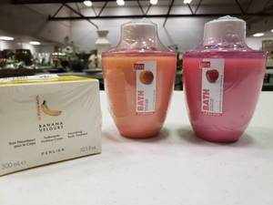 lot 1861 image: Banana Velours Nourishing Body Treatment and 2 Bottles of Bubble Bath